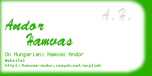 andor hamvas business card